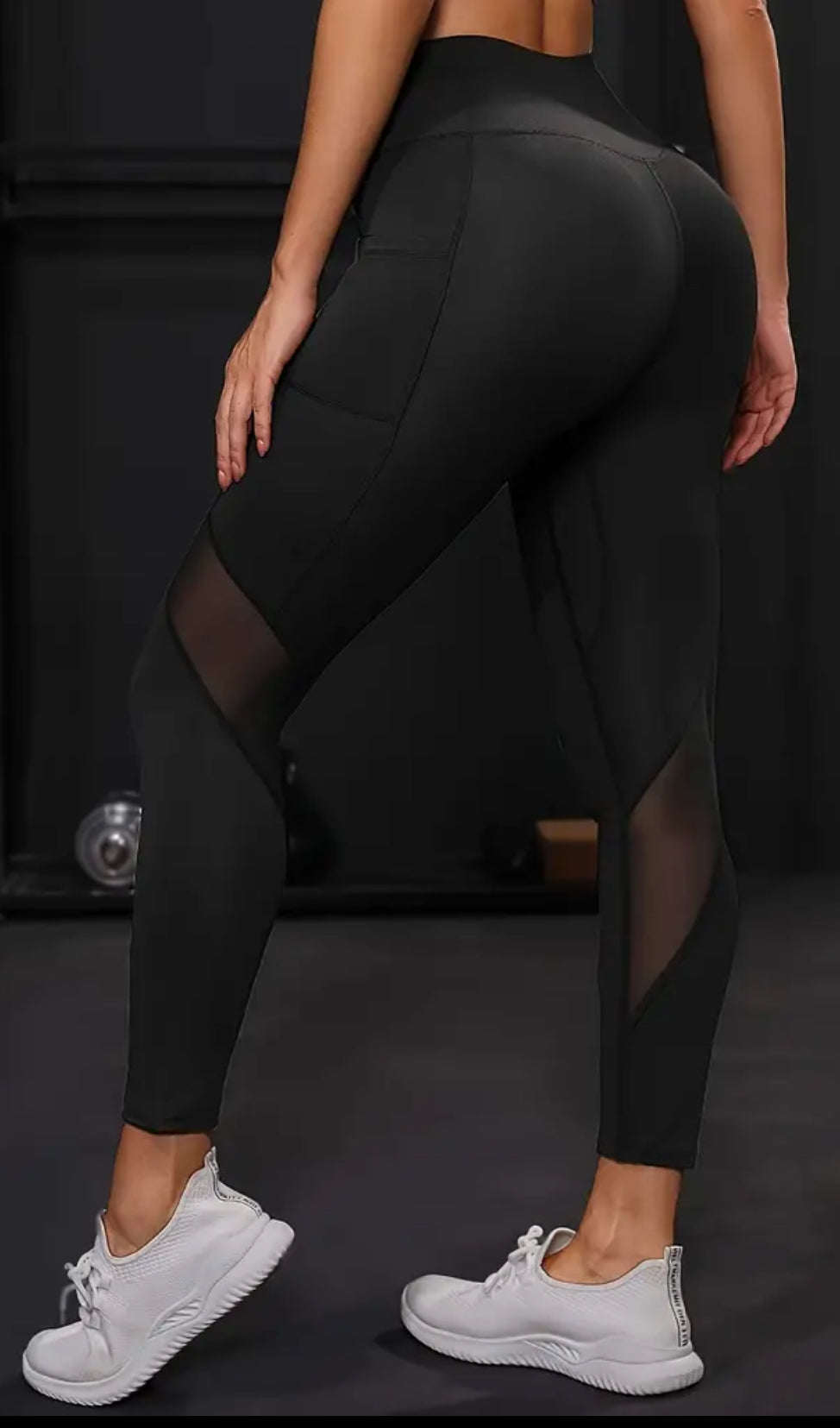 Legging Sport Mesh Noir avec Poche