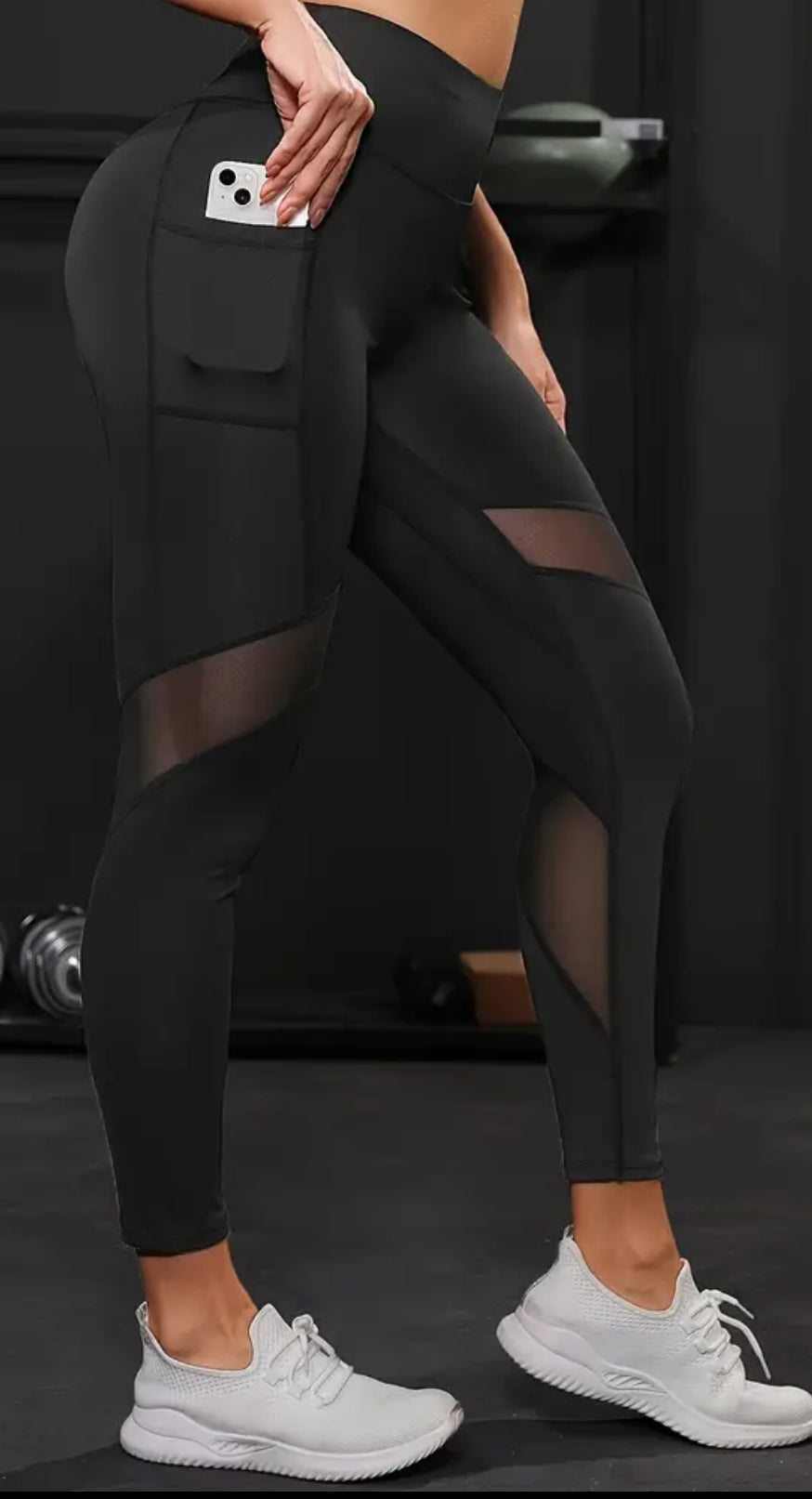 Legging Sport Mesh Noir avec Poche